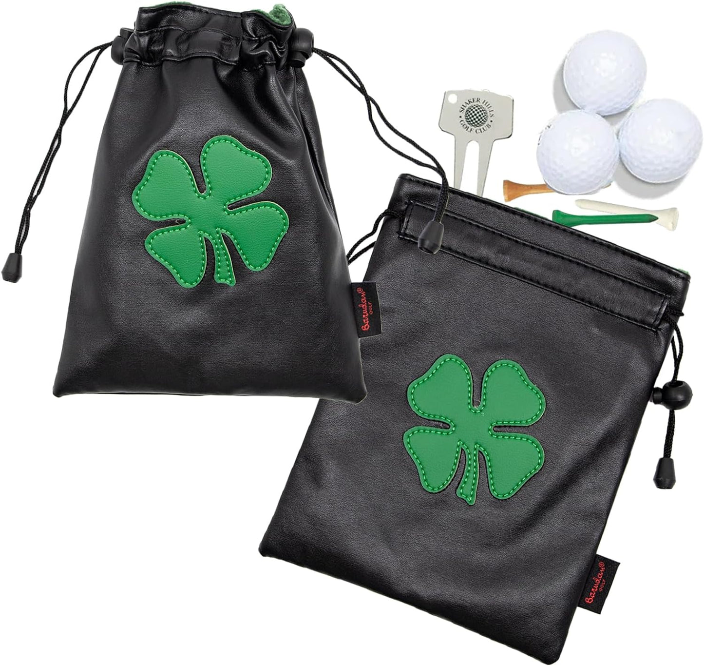 Leather Golf Tee Pouch with Drawstrings - Valuables Bag for Men & Women