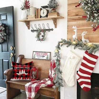 AENEY Buffalo Plaid Christmas Pillow Covers 20X20 Set of 4 Christmas Pillows Xmas Winter Holiday Throw Pillows Deer Farmhouse Christmas Decor Red Truck Christmas Decorations for Couch A265-20