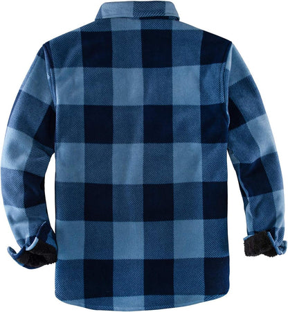Men'S Warm Sherpa Lined Fleece Plaid Flannel Shirt Jacket(All Sherpa Fleece Lined)