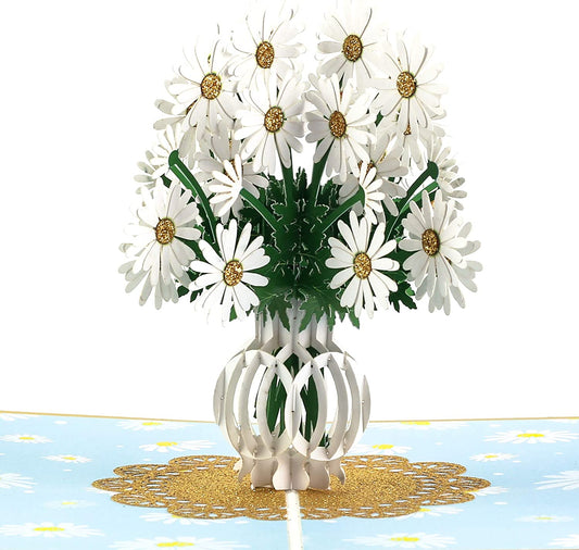 Pop up Card, Greeting Card, Daisy Bouquet Flowers, for Mother'S Day, Fathers Days, Anniversary Card, Birthday Card, Love Card, Valentine Cards, Thank You Card, All Occasions