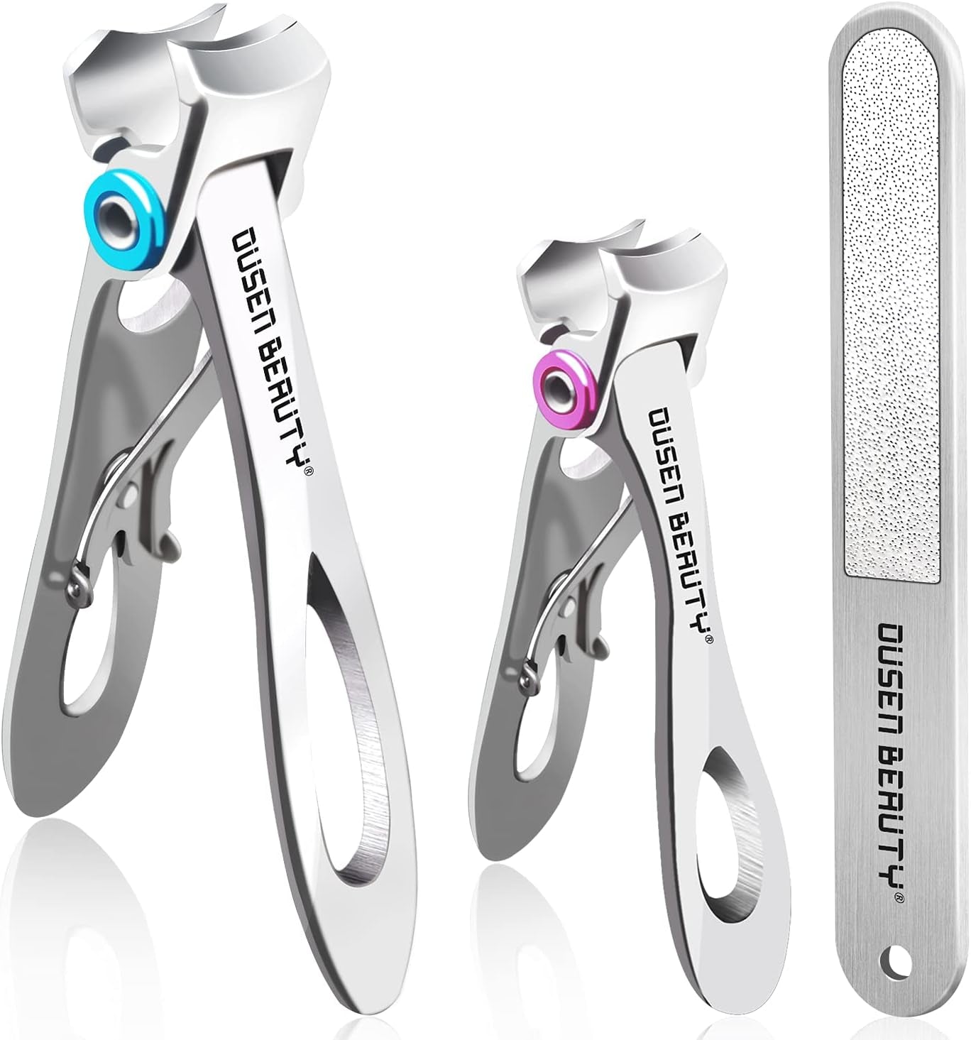 Nail Clippers for Thick Nails, Extra Wide Jaw Opening Nail Cutter for Thick Toenails, Stainless Steel Finger & Toe Nail Clipper with Nail File 3 Pcs Set for Seniors & Adult & Men & Women
