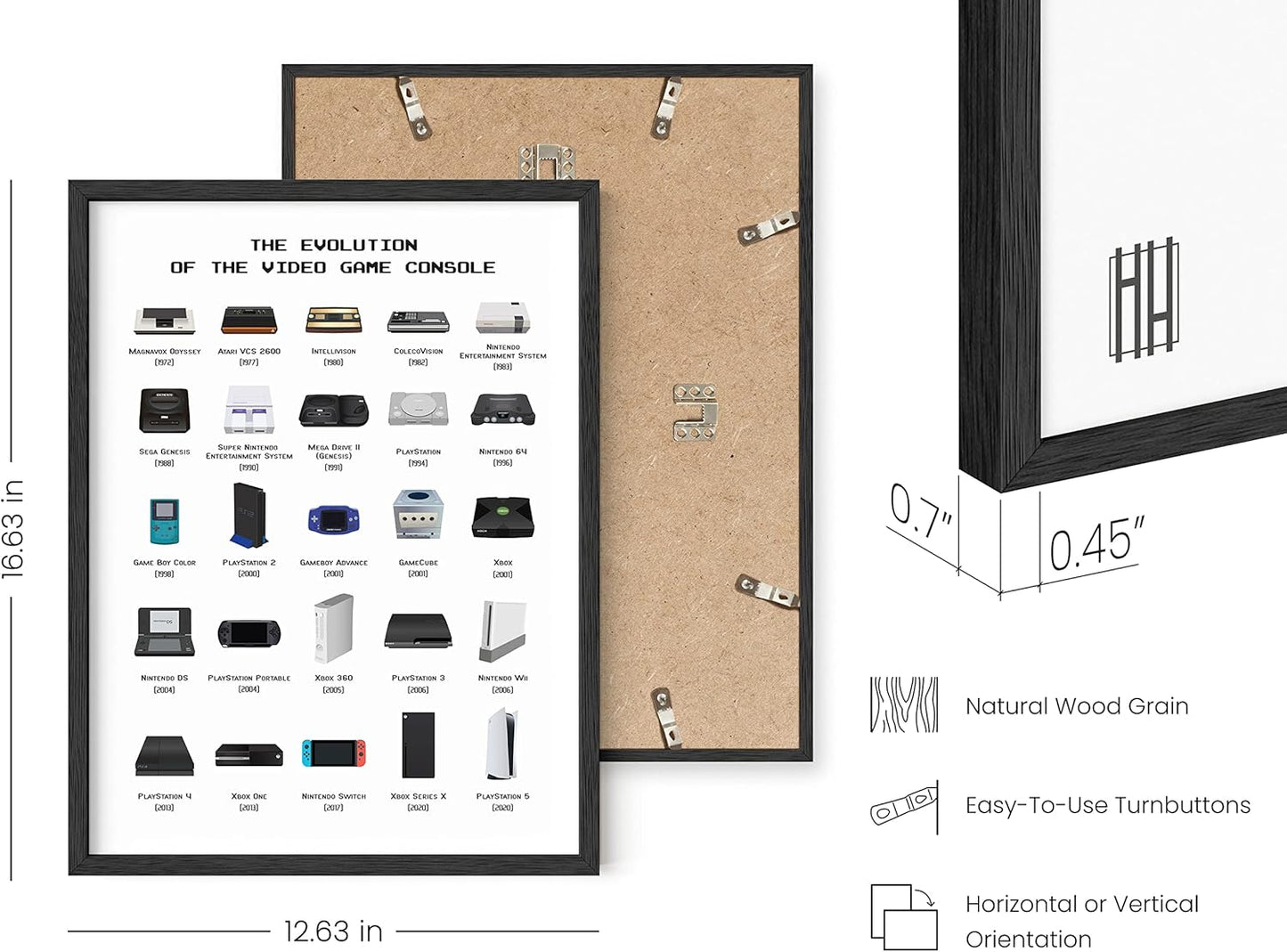 Video Game Framed Art – Gaming Room Decor & Posters for Boys – Black Frame 12X16