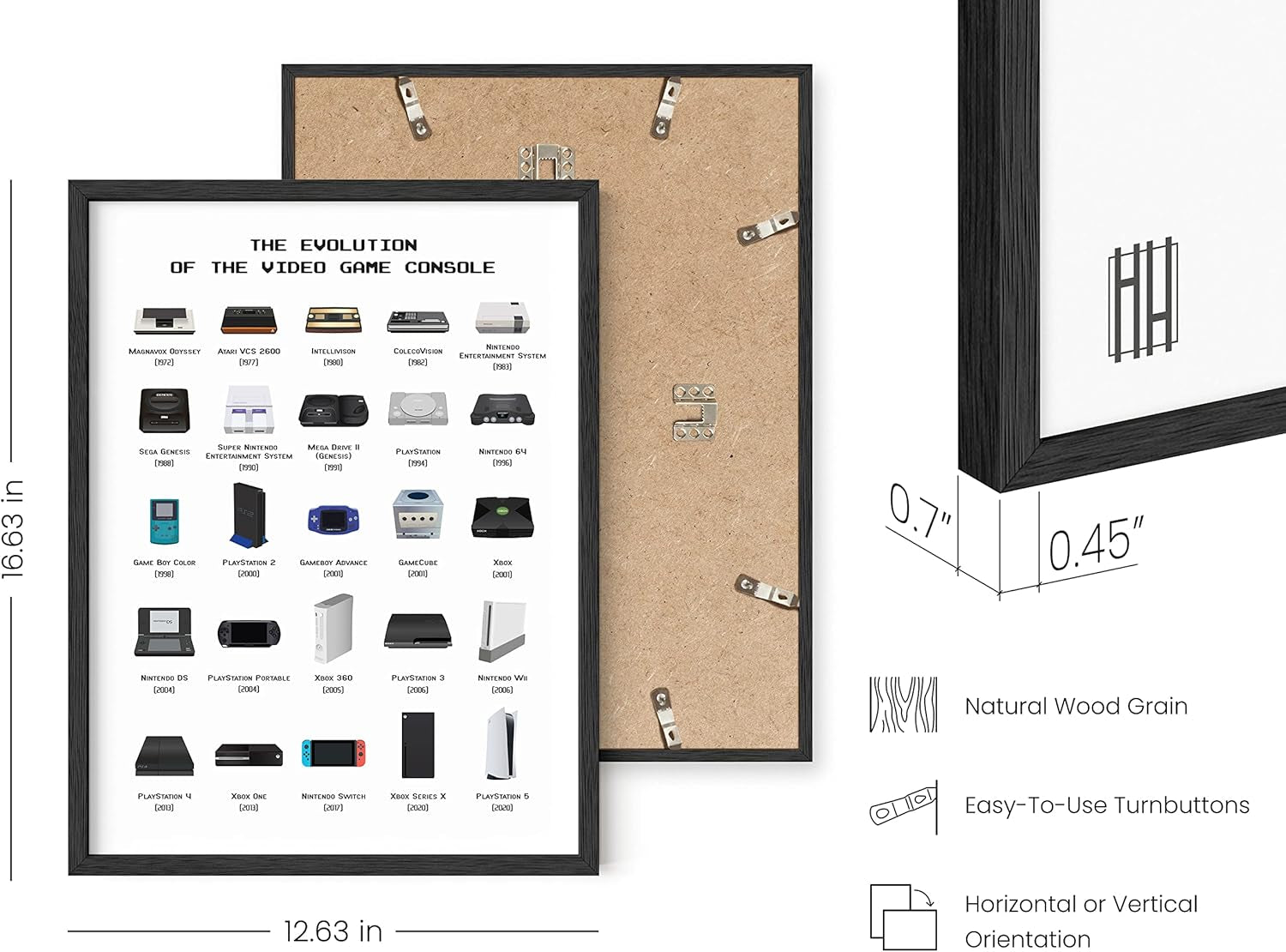 Video Game Framed Art – Gaming Room Decor & Posters for Boys – Black Frame 12X16