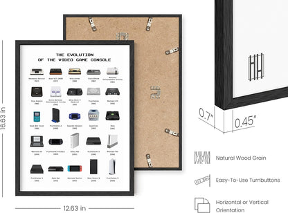 Video Game Framed Art – Gaming Room Decor & Posters for Boys – Black Frame 12X16