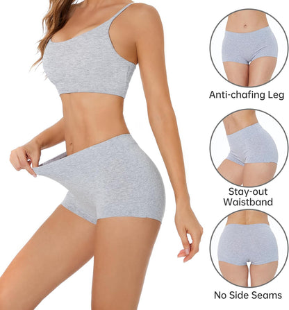 Womens Seamless Boy Shorts Underwear Soft Stretch Boxer Shorts Briefs No Show Panties 2 Packs Black Grey