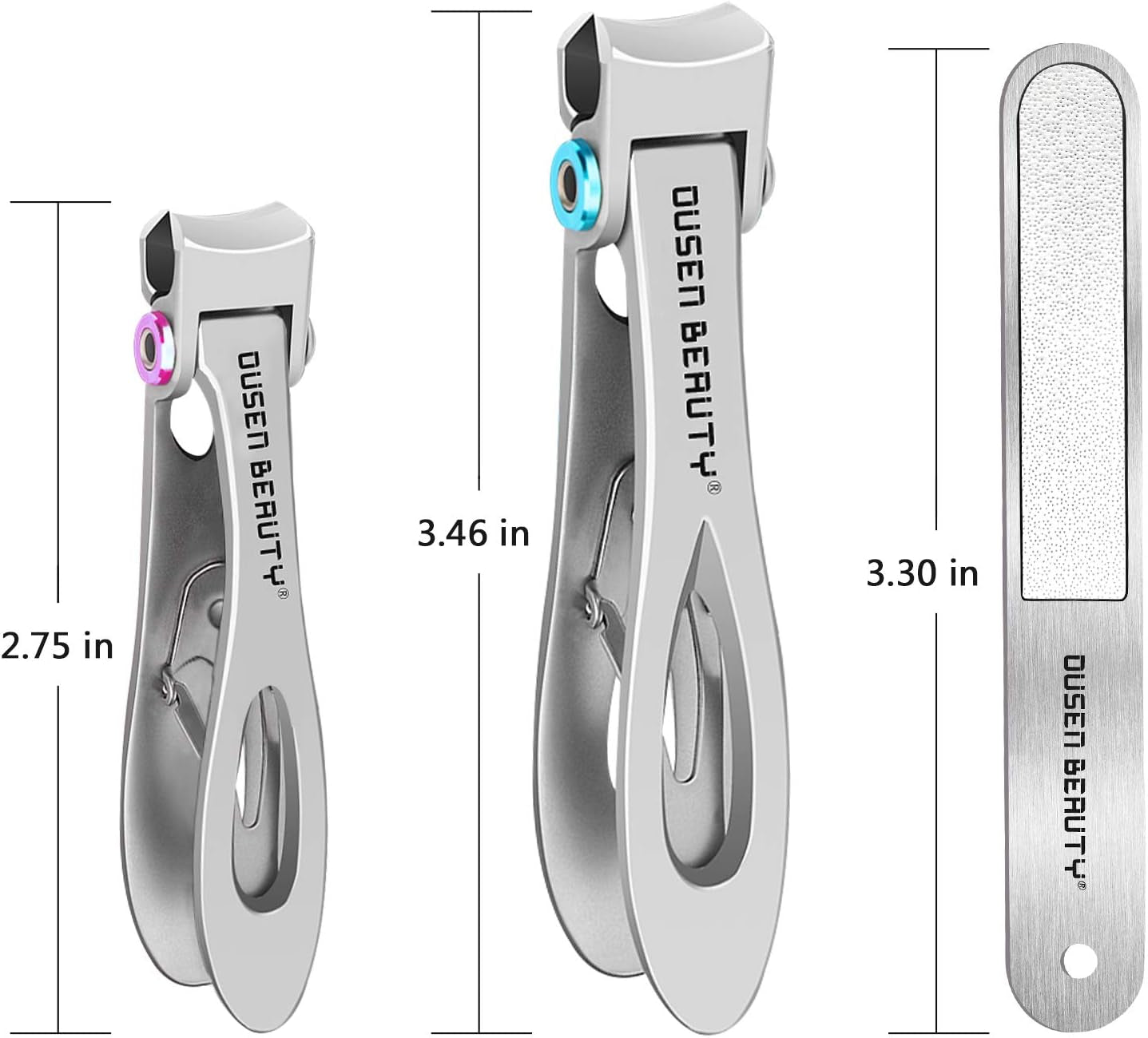 Nail Clippers for Thick Nails, Extra Wide Jaw Opening Nail Cutter for Thick Toenails, Stainless Steel Finger & Toe Nail Clipper with Nail File 3 Pcs Set for Seniors & Adult & Men & Women