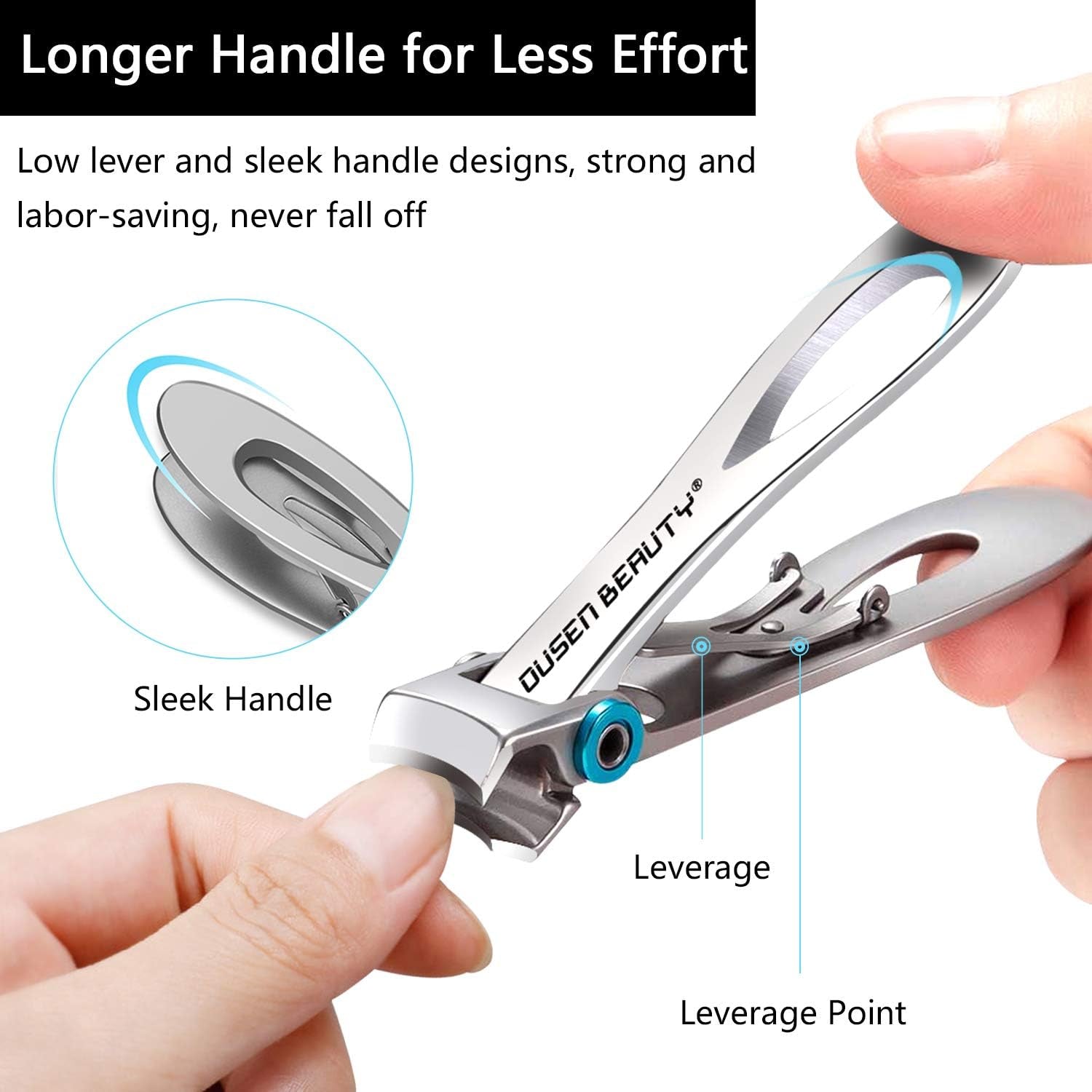 Nail Clippers for Thick Nails, Extra Wide Jaw Opening Nail Cutter for Thick Toenails, Stainless Steel Finger & Toe Nail Clipper with Nail File 3 Pcs Set for Seniors & Adult & Men & Women