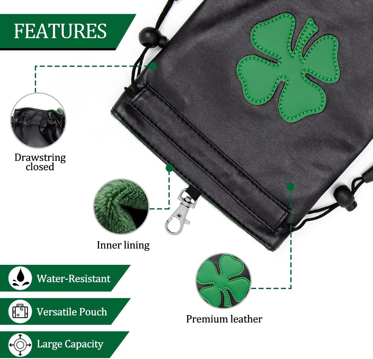 Leather Golf Tee Pouch with Drawstrings - Valuables Bag for Men & Women