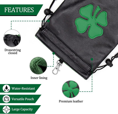 Leather Golf Tee Pouch with Drawstrings - Valuables Bag for Men & Women