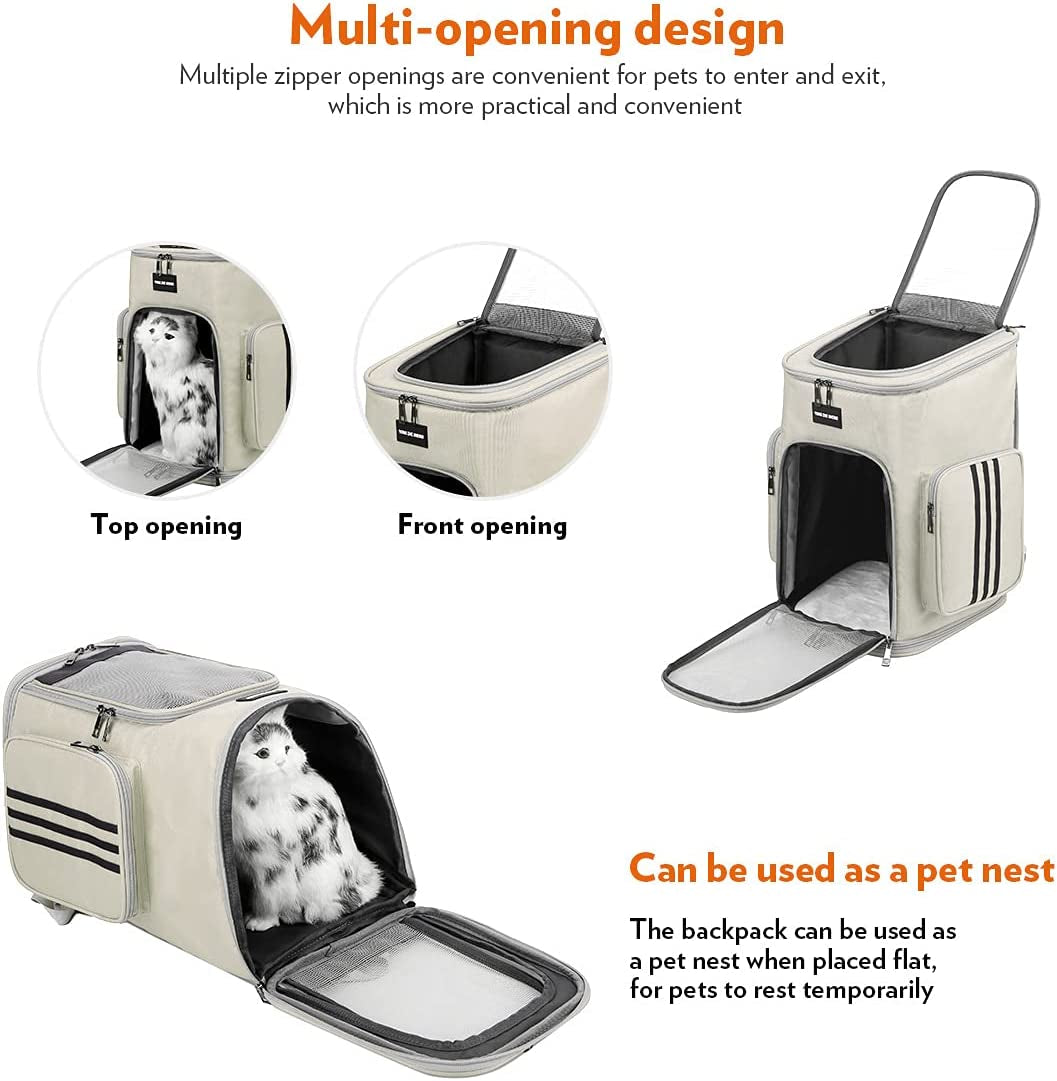 Foldable Cat and Dog Backpack, Specially Designed for Pet Travel, with Good Safety and Comfort, Suitable for All Outdoor Activities (White)