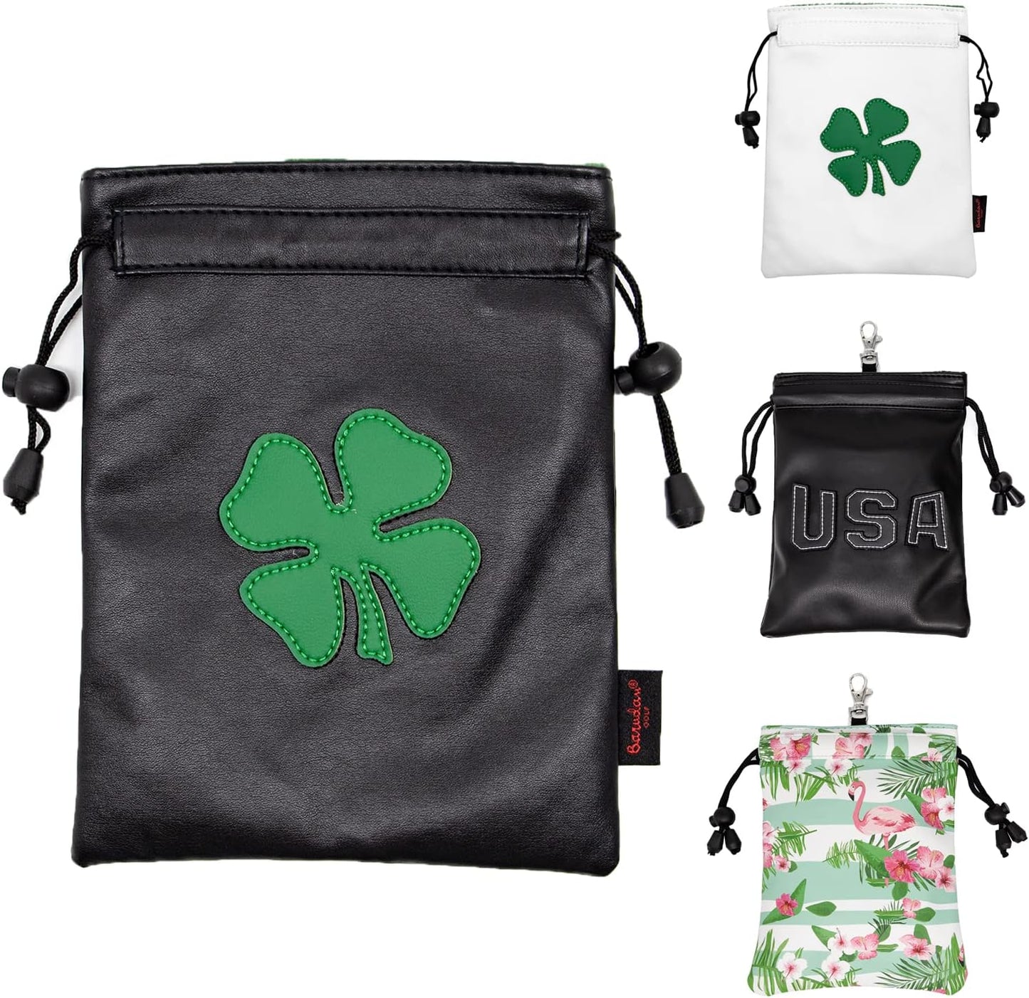 Leather Golf Tee Pouch with Drawstrings - Valuables Bag for Men & Women