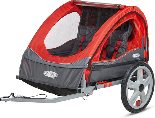 Take 2 or Sync Kids Bike Trailer, Single or Double Seat, Universal Coupler, Folding Frame, Quick-Release Wheels, Canopy with Bug Screen and Weather Shield, Bike Trailer for Kids