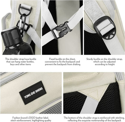 Foldable Cat and Dog Backpack, Specially Designed for Pet Travel, with Good Safety and Comfort, Suitable for All Outdoor Activities (White)