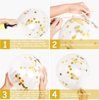 100Pcs 12Inch Black Balloons Black Gold Balloons Metallic Gold Confetti Latex Party Balloons for Men Women Kids Birthday Baby Shower Retirement Graduation Wedding Halloween Party Balloons Decorations