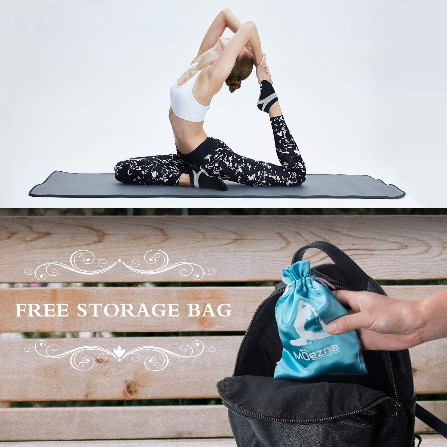 Non Slip Yoga Socks for Women, Anti-Skid Pilates, Barre, Hospital Socks with Grips, Size 5-10