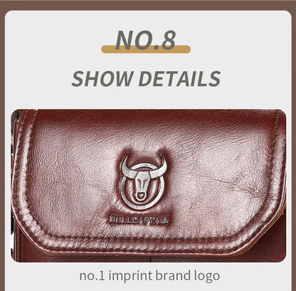 BULLCAPTAIN New Genuine Leather Men Vintage Handbags Flap Men's Shoulder Bag Casual Office Messenger Bags Fashion Crossbody