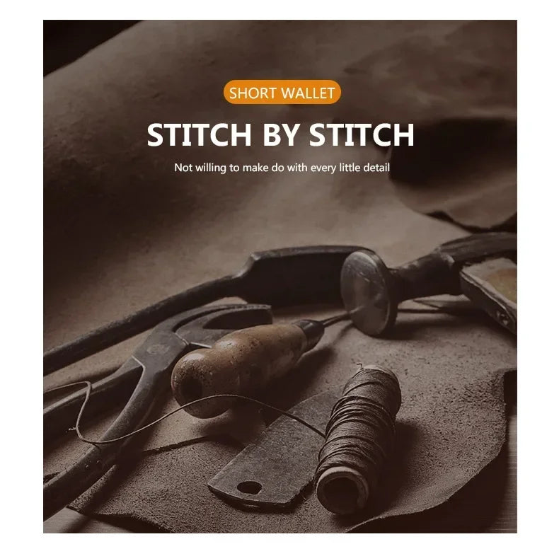 Men's leather short wallet thin wallet foldable minimalist soft leather wallet