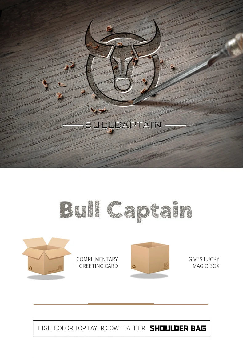 BULLCAPTAIN New Genuine Leather Men Vintage Handbags Flap Men's Shoulder Bag Casual Office Messenger Bags Fashion Crossbody