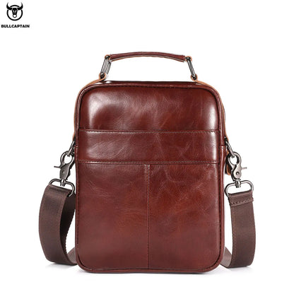 BULLCAPTAIN New Genuine Leather Men Vintage Handbags Flap Men's Shoulder Bag Casual Office Messenger Bags Fashion Crossbody