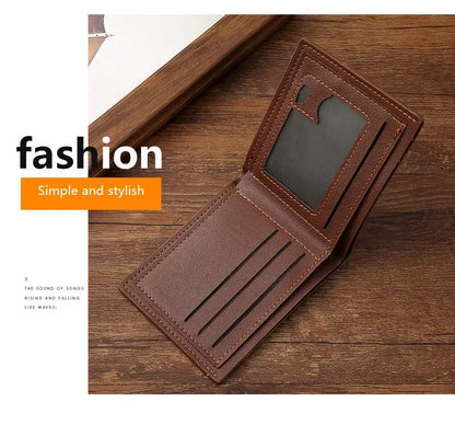 Men's leather short wallet thin wallet foldable minimalist soft leather wallet