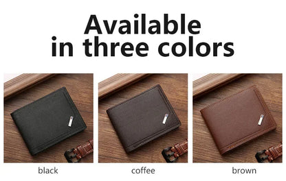 Men's leather short wallet thin wallet foldable minimalist soft leather wallet