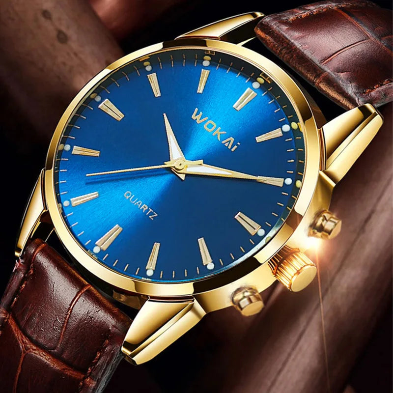 2025 Mens Watch Chronograph Moon Phase Pattern Luminous Top Luxury Sport Male Wristwatch Leather Men Quartz Watches Casual Clock