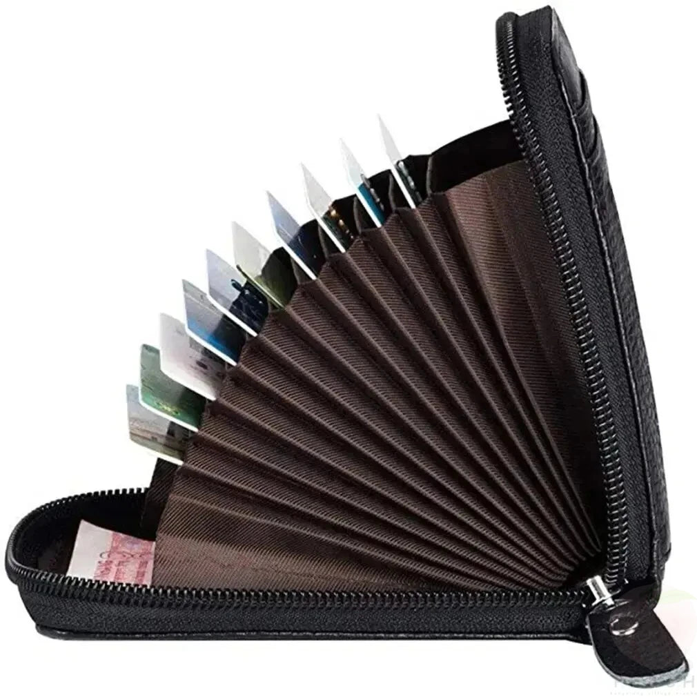 Women's Slim Card Organizer – Korean Edition Zipper Wallet for Bank and Business Cards