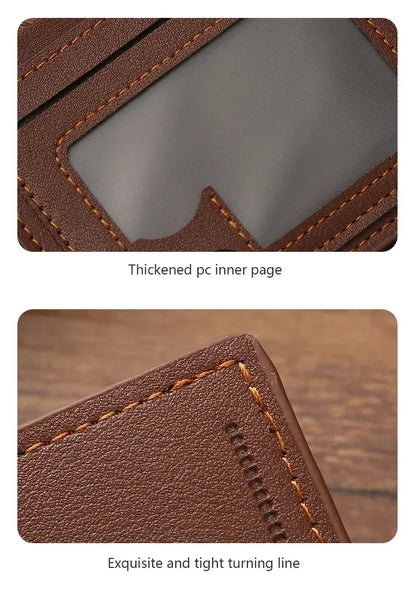 Men's leather short wallet thin wallet foldable minimalist soft leather wallet