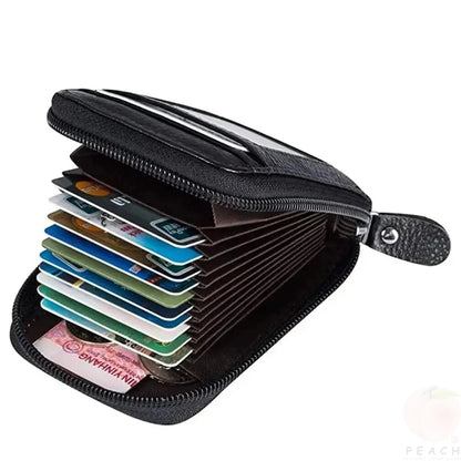 Women's Slim Card Organizer – Korean Edition Zipper Wallet for Bank and Business Cards