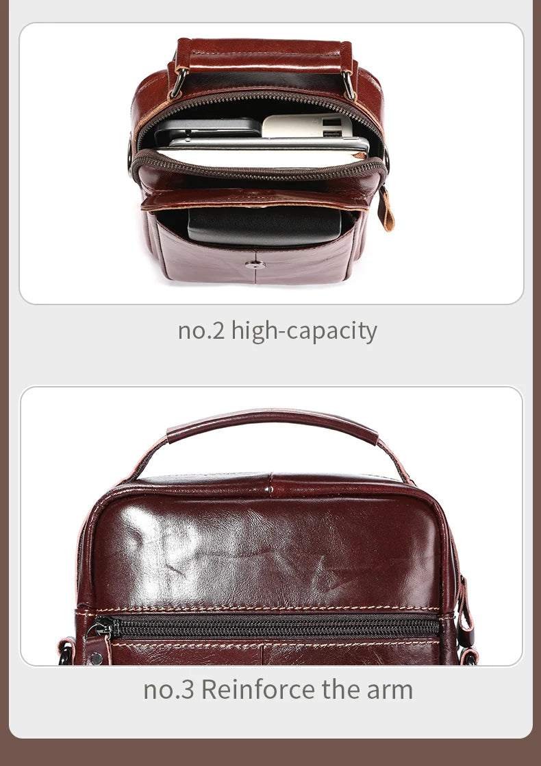 BULLCAPTAIN New Genuine Leather Men Vintage Handbags Flap Men's Shoulder Bag Casual Office Messenger Bags Fashion Crossbody