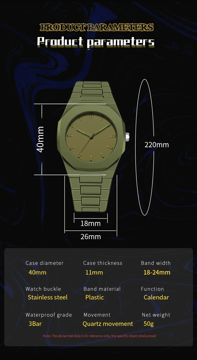Minimalist Design Quartz Watch for Men Casual Lightweight Plastic Strap Waterproof Sports Business Watches Man Creative Clock