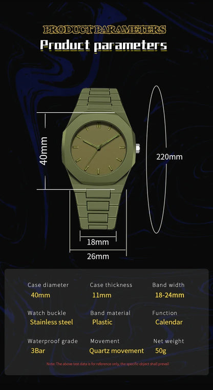 Minimalist Design Quartz Watch for Men Casual Lightweight Plastic Strap Waterproof Sports Business Watches Man Creative Clock