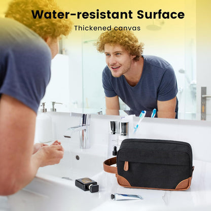 Travel Toiletry Bag - Hanging Toiletry Bag for Men Water Resistant Canvas Shaving Bag with Large Capacity for Travel - Black