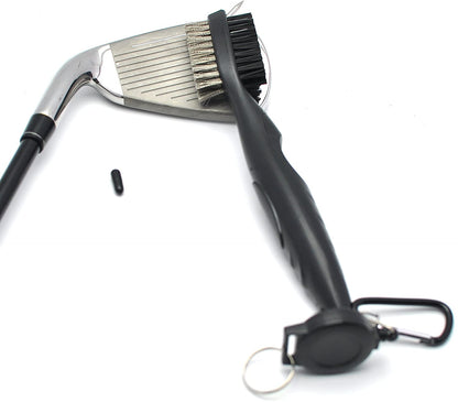 Microfiber Waffle Pattern Golf Towel | Club Groove Cleaner Brush | Foldable Divot Tool with Magnetic Ball Marker (Black Towel/Brush/Bone Divot)