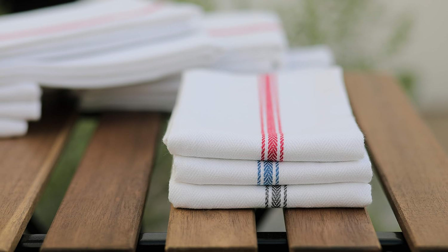 Cotton Kitchen Towels Set of 12 - Highly Absorbent, Super Soft Tea Towel with Hanging Loops - Extra Large Quick Dry Commercial Restaurant Towel (16X28 Inch - Multicolor)