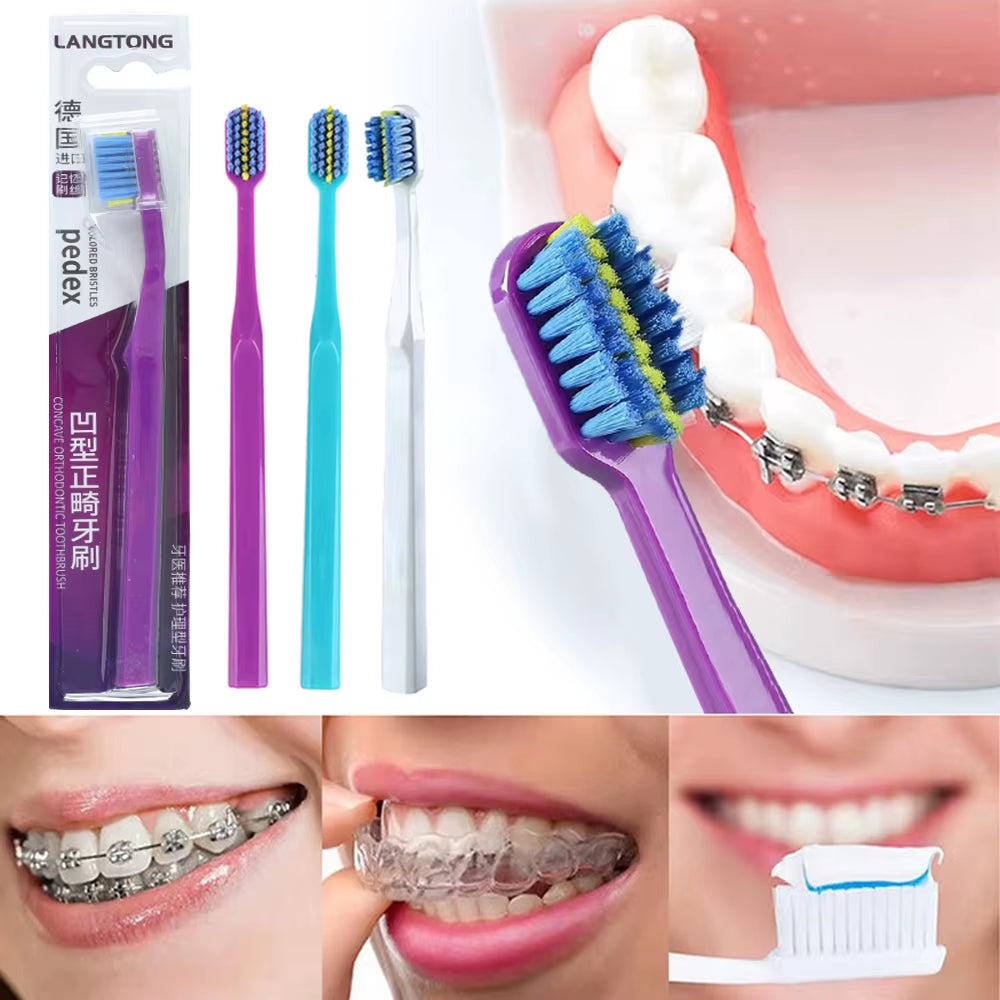 Professional Orthodontic Toothbrush Soft Bristle Interdental Brush Orthodontic Braces Brush for Adult Oral Hygiene Care Tool