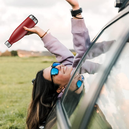 17Oz Stainless Steel Water Bottles Bulk, Vacuum Insulated Double Walled Powder Coated Reusable Metal Sports Water Bottles Keep Drinks Hot and Cold, Red, 4Packs