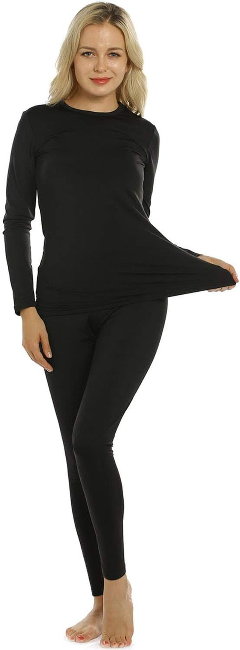 Thermal Underwear for Women Fleece Lined Long Johns Base Layer Thermals Top and Bottom Set Cold Weather
