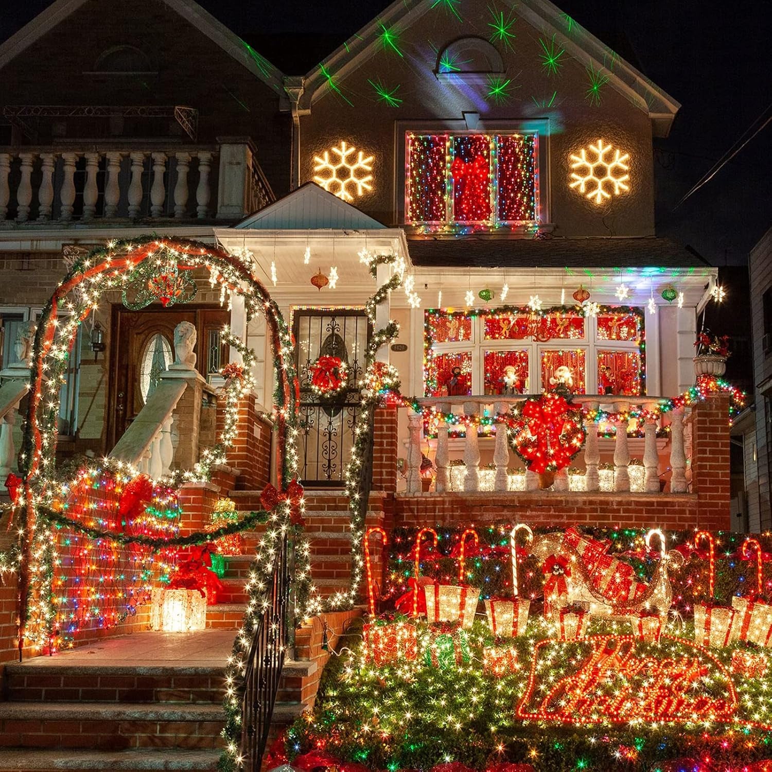 181FT 500 LED Christmas Indoor Outdoor Decorative Lights, 8 Modes Waterproof Plug in Green Wire Fairy String Lights for Christmas Tree Party Wedding Garden Holiday Home Decoration (Warm White)