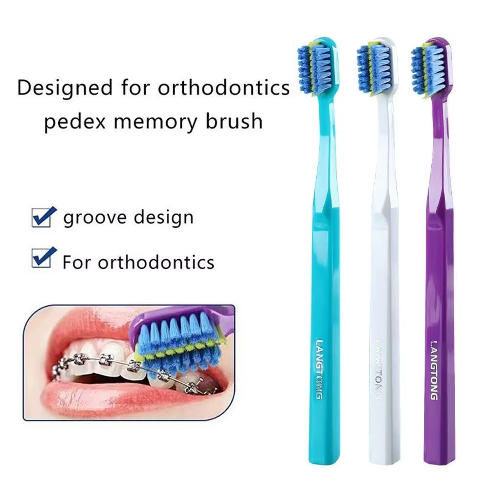 Professional Orthodontic Toothbrush Soft Bristle Interdental Brush Orthodontic Braces Brush for Adult Oral Hygiene Care Tool